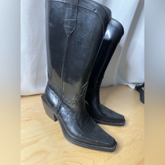 Donald J. Pliner Black Western Heeled Rain Boots - Picture 4 of 12